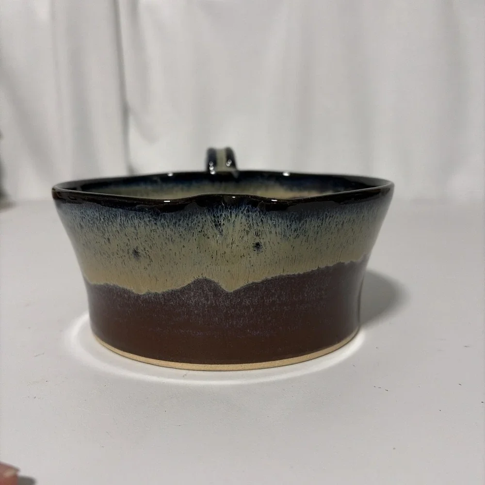 Ceramic Pottery Apple Baker Dish Drip Glaze Round Bowl Multicolor USA Made